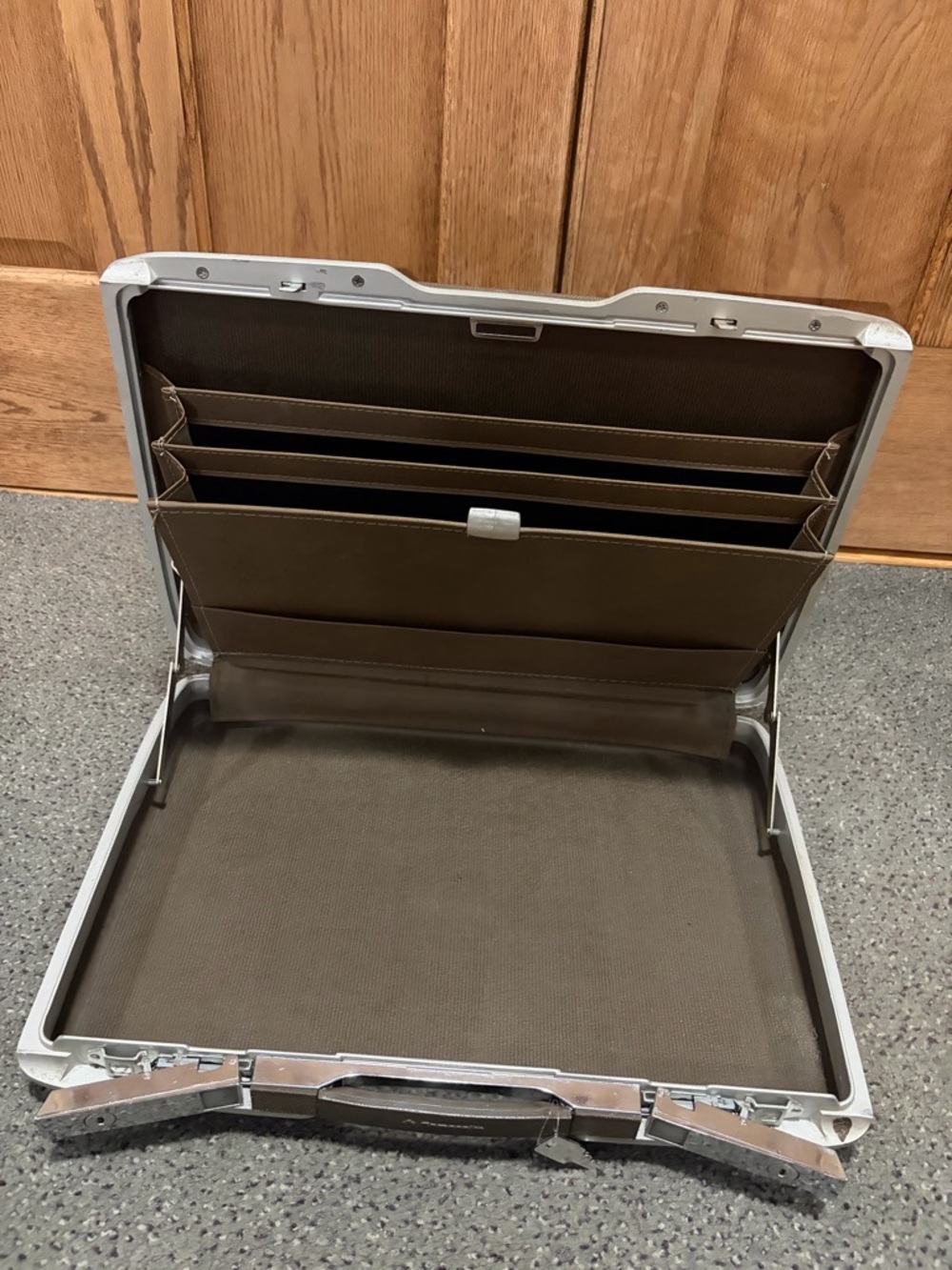 Brown & Silver Hard-Sided Briefcase with Brown Interior